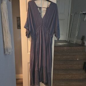 Torrid Festi Blue Lace Trim Dress With Flutter Sleeves And Pockets, Never Worn